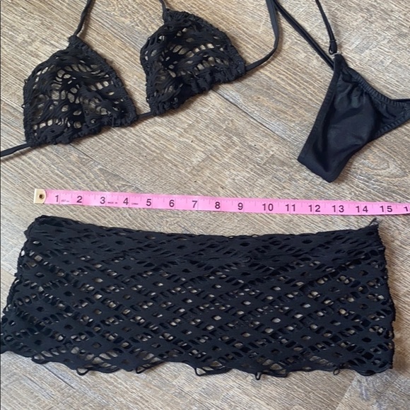 Sexy Black Mesh 3 piece outfit S/M - Picture 8 of 13